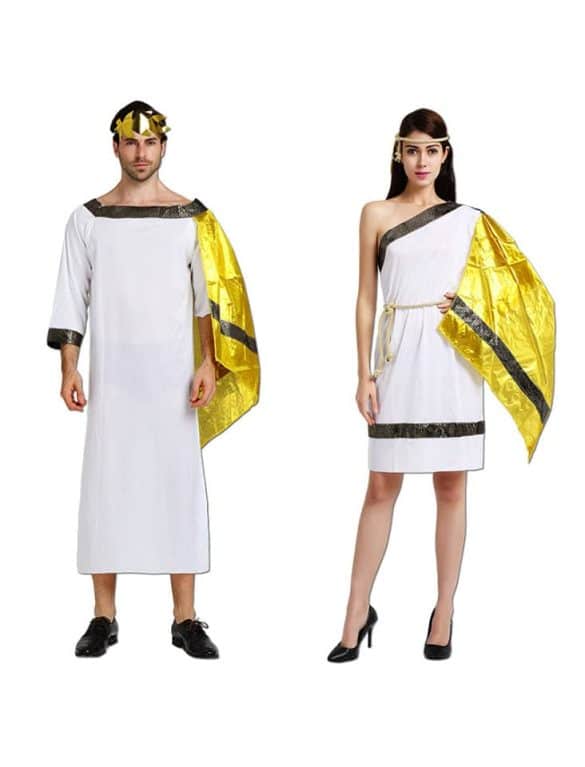 Trang phục Hy Lạp trắng vàng
