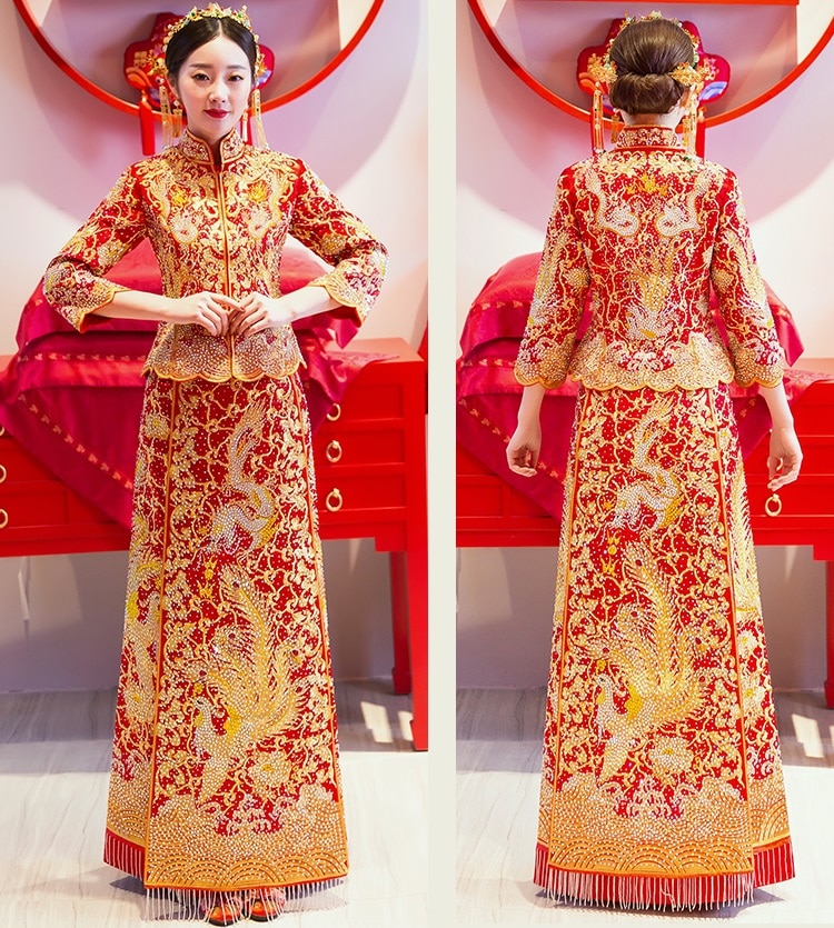 Váy Cưới Cổ Trang Phong Cách Trung Quốc Sườn Xám Nữ Bán Buôn Sườn Xám Cải  Tiến Mới 2022 Váy Cưới Cao Cấp Cô Dâu Dài  Lazadavn