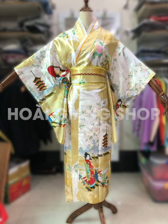 yukata nhật bản màu vàng