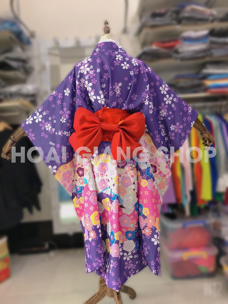 kimono nhật bản màu tím