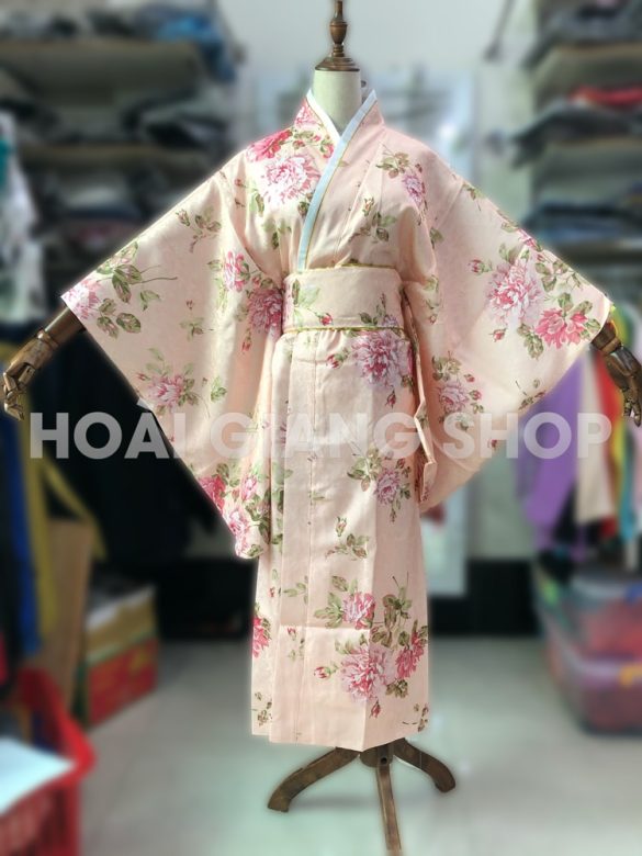 yukata nhật bản gấm hồng