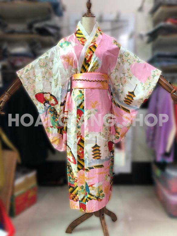 yukata nhật bản màu hồng